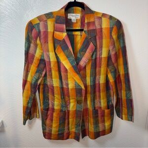 Christian Dior Separates Rare Vintage Rainbow Plaid Suit Jacket Size 10